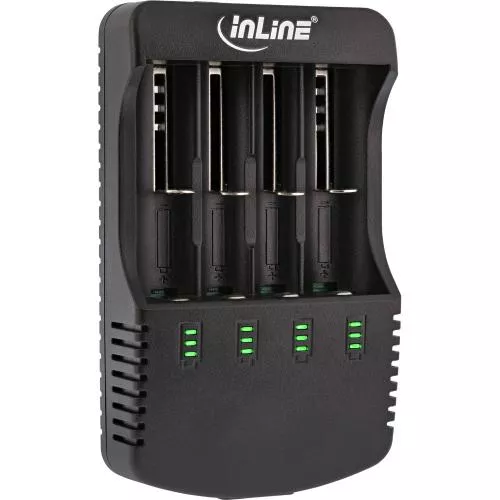 InLine Ladegerät für Lithium und NiCd+NiMH Akkus mit Powerbank Funktion