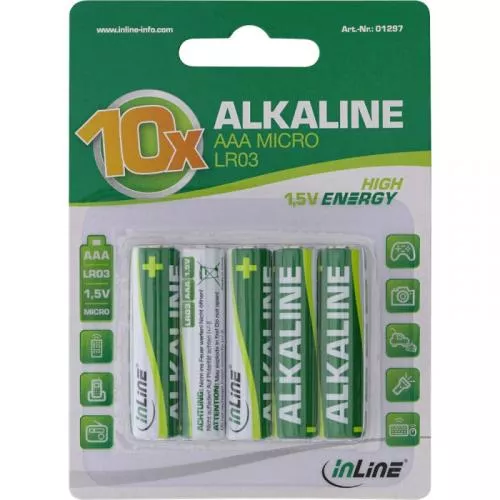 InLine® Alkaline High Energy Batterie Micro (AAA) 10er Blister