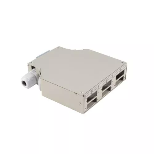 LWL Verteilerbox – 6-fach – Metall – DIN-Rail – grau