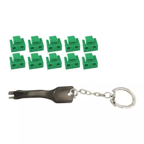 RJ45 Portblocker-Set mit Schlüssel – 10 Blocker & 1 Schlüssel – grün
