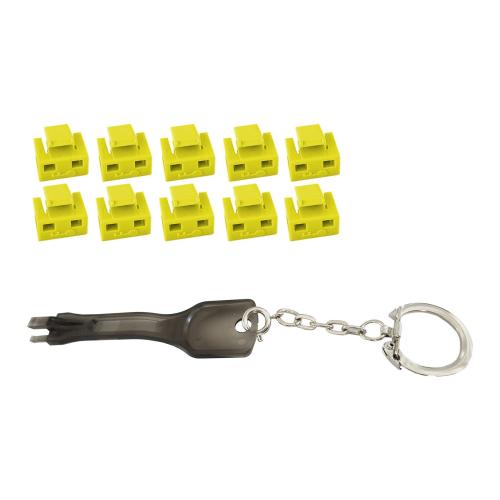 RJ45 Portblocker-Set mit Schlüssel – 10 Blocker & 1 Schlüssel – gelb