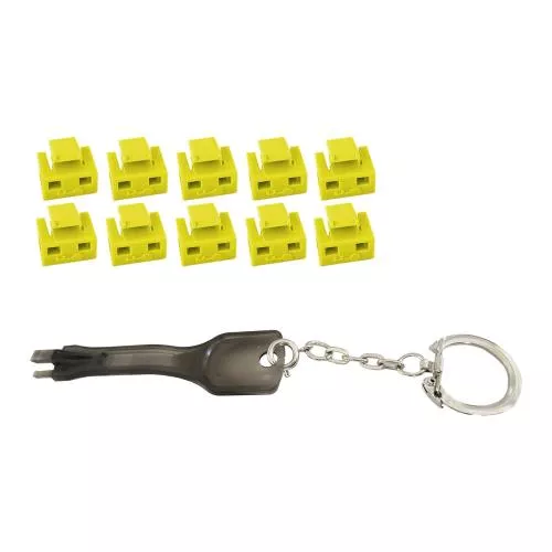 RJ45 Portblocker-Set mit Schlüssel – 10 Blocker & 1 Schlüssel – gelb
