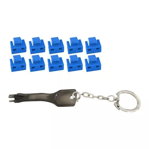 RJ45 Portblocker-Set mit Schlüssel – 10 Blocker & 1 Schlüssel – blau