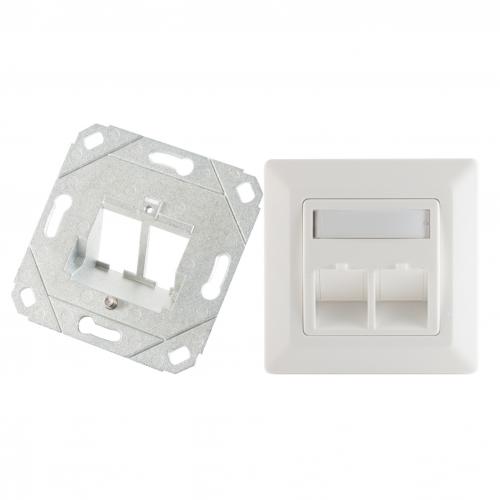 Keystone Anschlussdose 2-fach, mit Staubschutz, weiß
