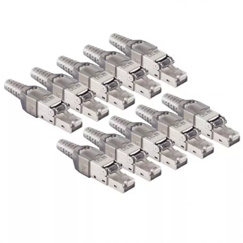 RJ45 Netzwerkstecker Cat.6A – werkzeuglos, geschirmt (VPE 10 Stück)