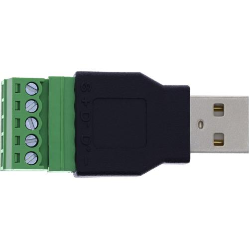 Preview: USB-A 2.0 Terminalblock-Adapter, Stecker, 5-polig, ohne Kabel