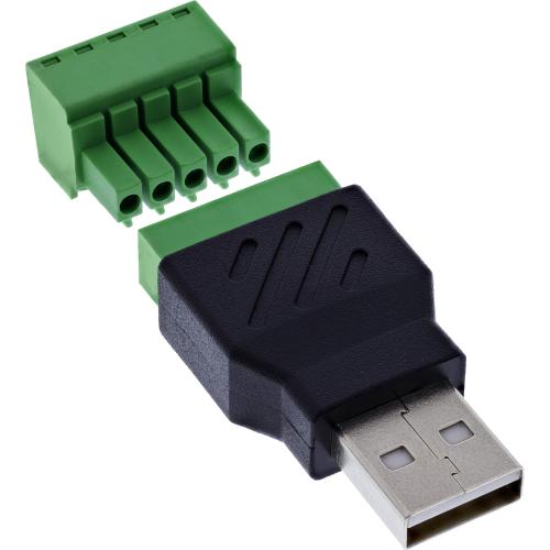Preview: USB-A 2.0 Terminalblock-Adapter, Stecker, 5-polig, ohne Kabel