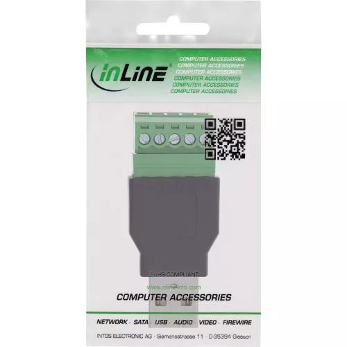 USB-A 2.0 Terminalblock-Adapter, Stecker, 5-polig, ohne Kabel