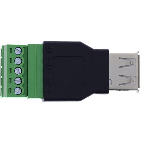 Preview: USB-A 2.0 Terminalblock-Adapter, Buchse, 5-polig, ohne Kabel