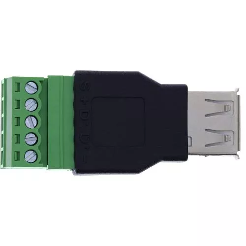 USB-A 2.0 Terminalblock-Adapter, Buchse, 5-polig, ohne Kabel