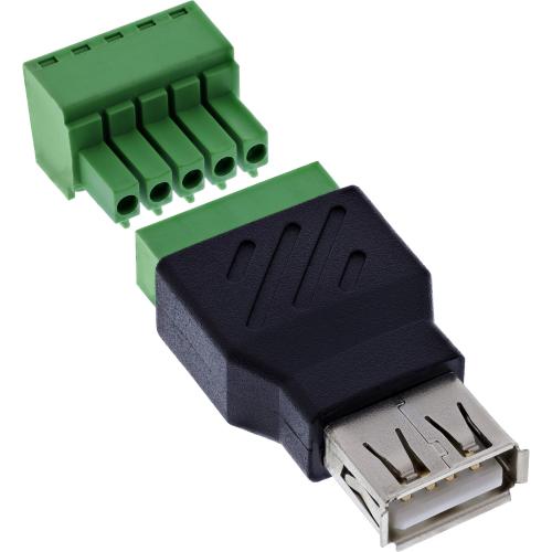 Preview: USB-A 2.0 Terminalblock-Adapter, Buchse, 5-polig, ohne Kabel