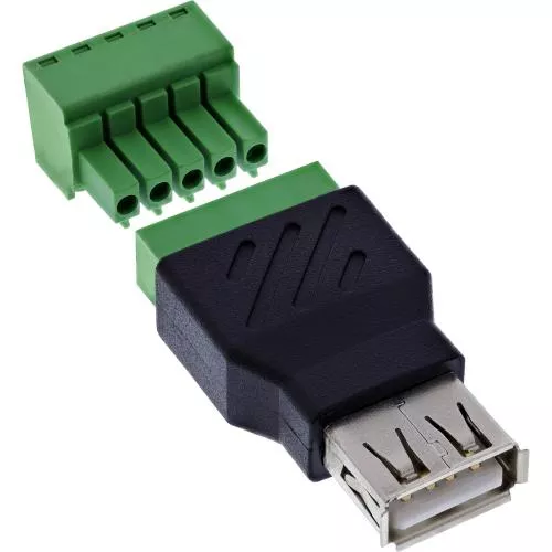 USB-A 2.0 Terminalblock-Adapter, Buchse, 5-polig, ohne Kabel