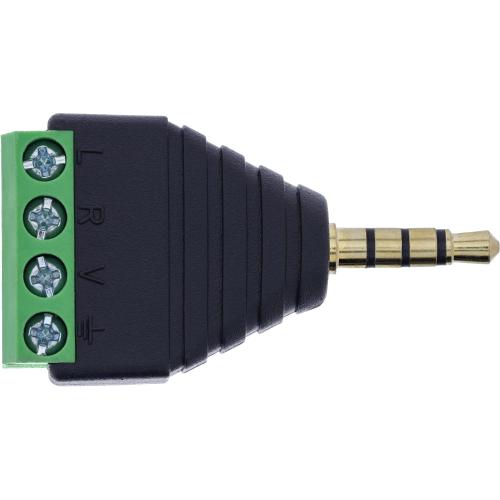 Preview: Adapter 3,5 mm Klinke 4-polig TRRS auf Terminalblock, Schraubklemme, schwarz