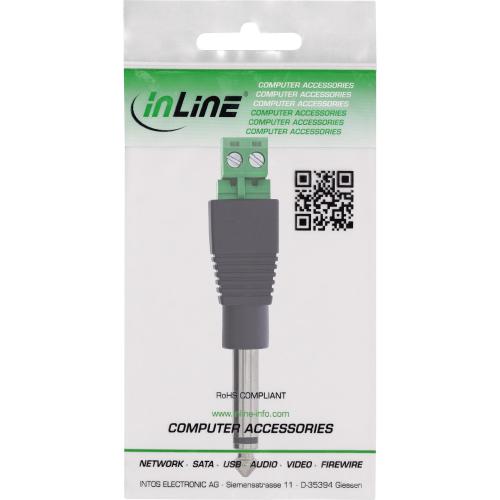 Preview: 6,35 mm Klinke Terminalblock-Adapter, TS Mono, 2-polig