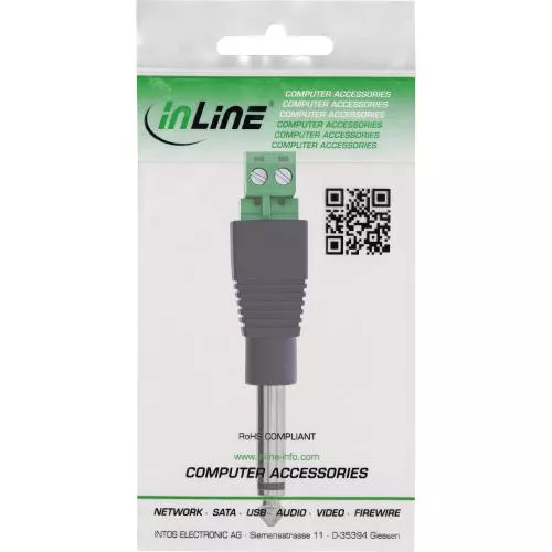 6,35 mm Klinke Terminalblock-Adapter, TS Mono, 2-polig