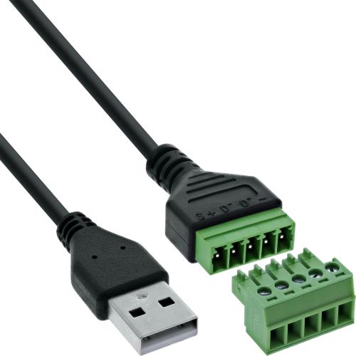 Preview: USB-A Stecker auf Terminalblock, 5-polig, Schraubklemme, 1 m Kabel