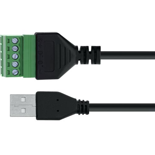 Preview: USB-A Stecker auf Terminalblock, 5-polig, Schraubklemme, 1 m Kabel