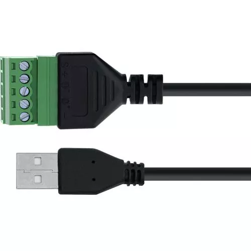 USB-A Stecker auf Terminalblock, 5-polig, Schraubklemme, 1 m Kabel