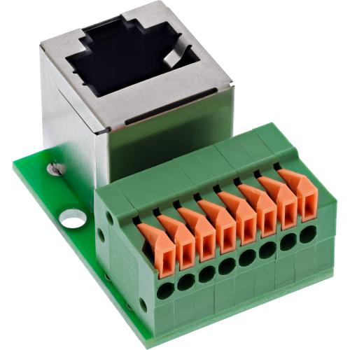 Preview: RJ45 Terminalblock-Adapter Cat.5e, Buchse gewinkelt, Push-In-Klemme, 8-polig