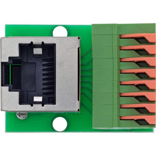Preview: RJ45 Terminalblock-Adapter Cat.5e, Buchse gewinkelt, Push-In-Klemme, 8-polig