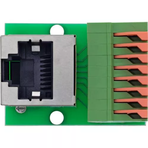 RJ45 Terminalblock-Adapter Cat.5e, Buchse gewinkelt, Push-In-Klemme, 8-polig