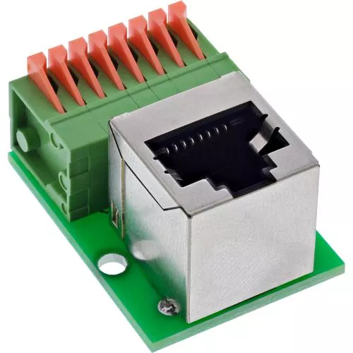 RJ45 Terminalblock-Adapter Cat.5e, Buchse gewinkelt, Push-In-Klemme, 8-polig