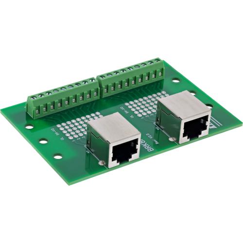 Preview: RJ45 Terminalblock für Hutschiene, 2x Buchse, gerade, Schraubklemme
