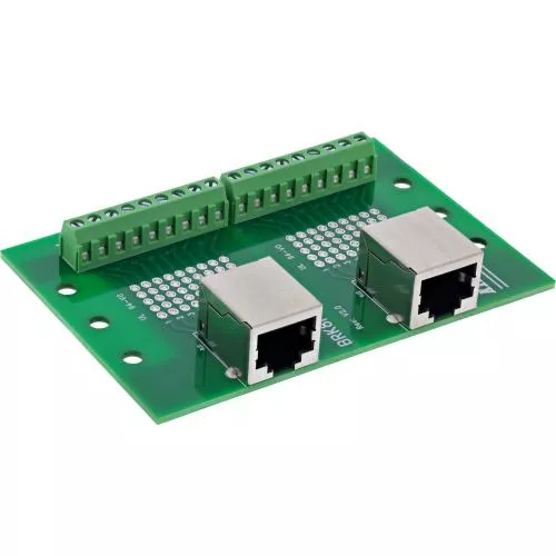 RJ45 Terminalblock für Hutschiene, 2x Buchse, gerade, Schraubklemme