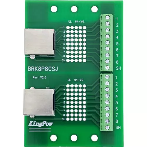 RJ45 Terminalblock für Hutschiene, 2x Buchse, gerade, Schraubklemme
