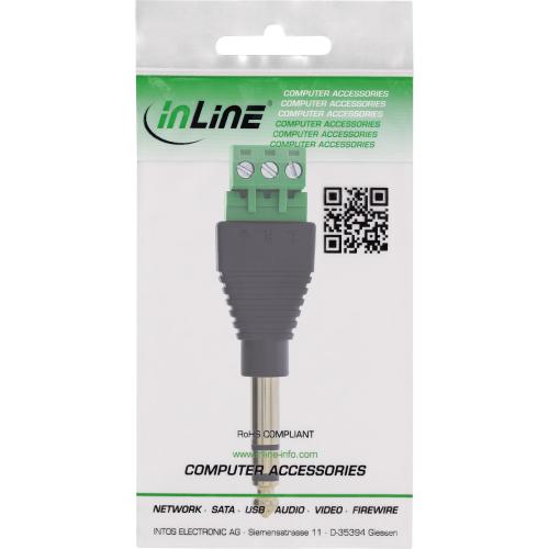 Preview: 6,35mm Klinkenstecker Terminalblock, Stereo (TRS), 3-polig