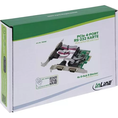 RS-232 Schnittstellenkarte, PCIe x1, 4-Port, D-Sub 9 Stecker, Low-Profile
