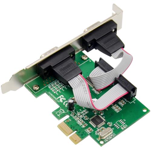 Preview: Schnittstellenkarte, PCIe x1, 2-Port RS-232, 2x D-Sub 9 Stecker, Low-Profile