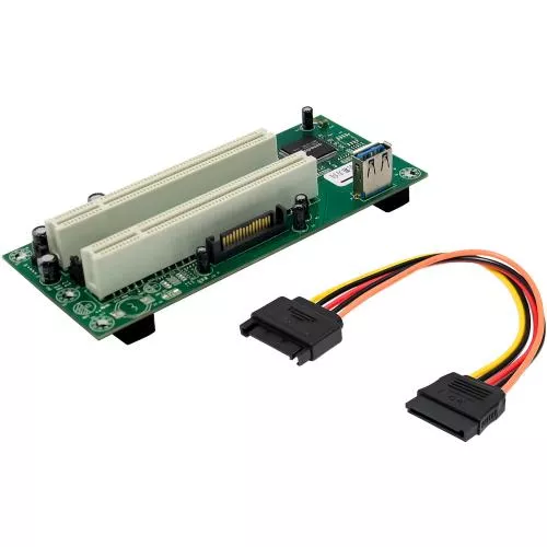 PCI Schnittstellenkarte, PCIe x1 auf 2x PCI 32-Bit, inkl. 60 cm Kabel, SATA-Power