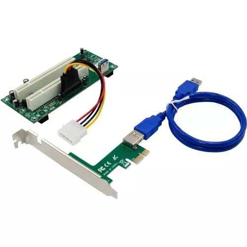 PCI Schnittstellenkarte, PCIe x1 auf 2x PCI 32-Bit, inkl. 60 cm Kabel, SATA-Power