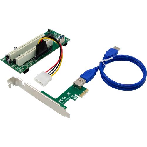 PCI Schnittstellenkarte, PCIe x1 auf 2x PCI 32-Bit, inkl. 60 cm Kabel, SATA-Power