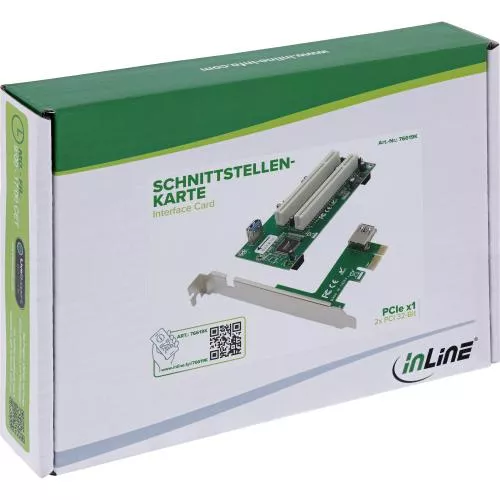PCI Schnittstellenkarte, PCIe x1 auf 2x PCI 32-Bit, inkl. 60 cm Kabel, SATA-Power