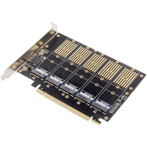 Preview: SATA Schnittstellenkarte, PCIe x16, 5x M.2 Key B (SATA), Low-Profile, inkl. Adapter