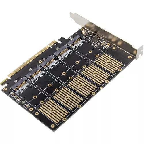 SATA Schnittstellenkarte, PCIe x16, 5x M.2 Key B (SATA), Low-Profile, inkl. Adapter