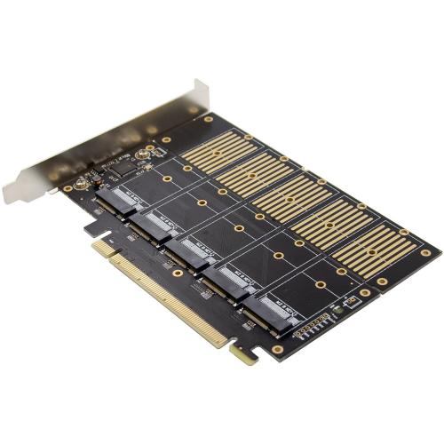 Preview: SATA Schnittstellenkarte, PCIe x16, 5x M.2 Key B (SATA), Low-Profile, inkl. Adapter