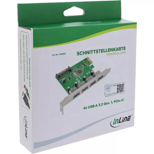 USB Schnittstellenkarte, PCIe x1, 4x USB-A 3.2 Gen. 1