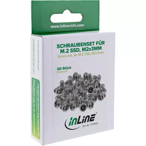 M.2 SSD Schraubenset M2x3 mm – Stahl vernickelt – 50 Stück