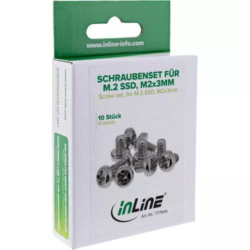 M.2 SSD Schraubenset M2x3 mm – Stahl vernickelt – 10 Stück