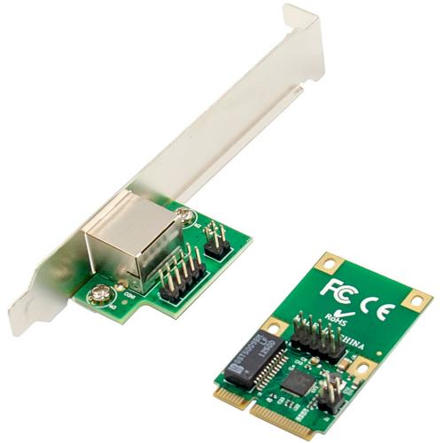 Preview: Mini-PCIe Gigabit Netzwerkkarte, 1x RJ45, Half-Size, inkl. RJ45-Modul