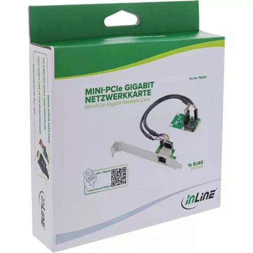 Mini-PCIe Gigabit Netzwerkkarte, 1x RJ45, Half-Size, inkl. RJ45-Modul