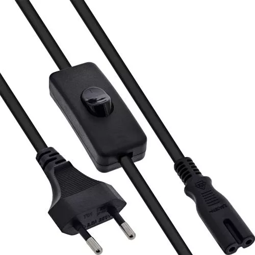 Netzkabel C7 (Euro-8) mit Schalter – Eurostecker auf IEC C7