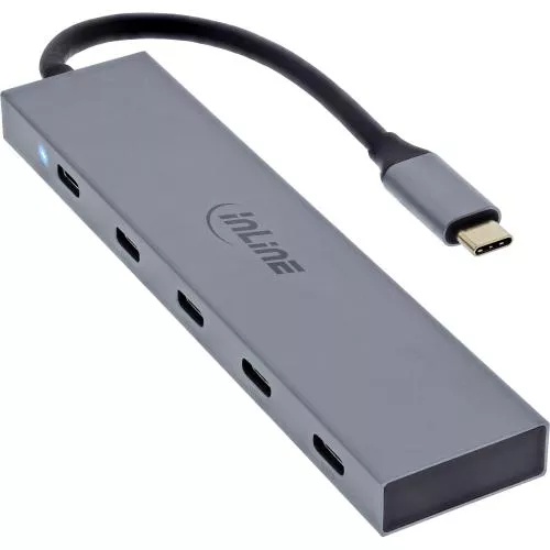 USB-C Hub 4x USB-C, 100W Power Delivery, USB 3.2 Gen 2, 10 Gb/s, grau