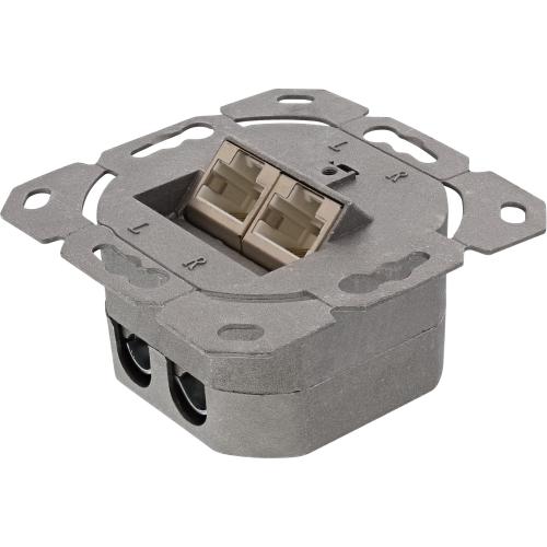 Preview: Netzwerkdose Cat 6 AP/UP 2-fach – LSA-Anschluss, geschirmt, senkrecht, weiß