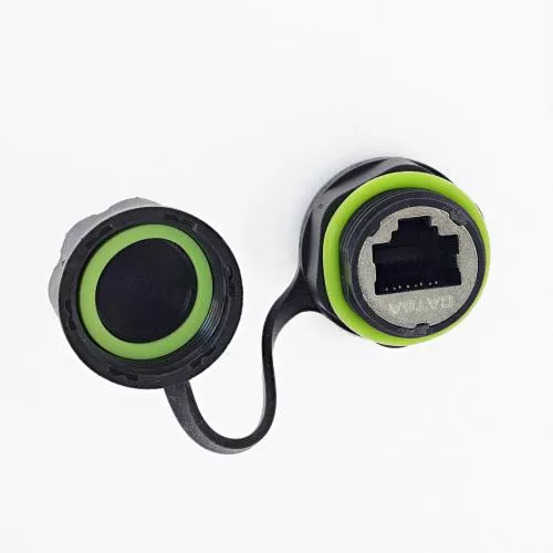 RJ45 Kupplung IP68, kurz, Cat.6A, 2x RJ45 Buchse, geschirmt, M20