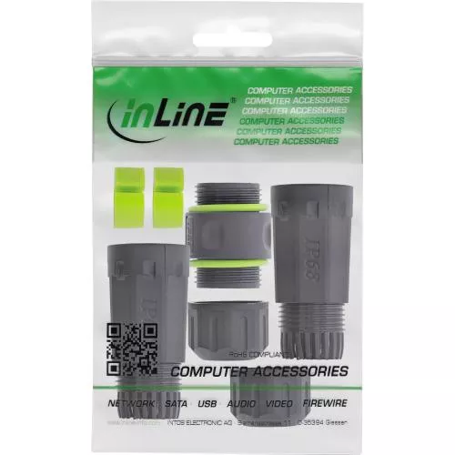 RJ45 Kupplung IP68, kurz, Cat.6A, 2x RJ45 Buchse, geschirmt, M20