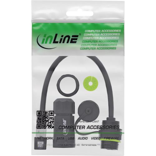 Preview: RJ45 Kupplung IP68, Cat.6A, 20 cm, Buchse zu Stecker, geschirmt, M20